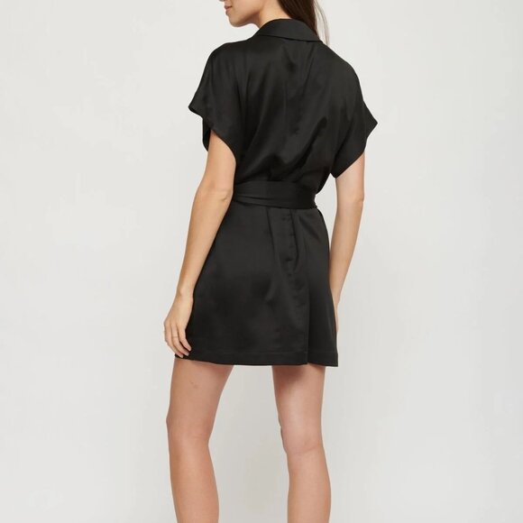 Dynamite Belted Satin Shirt Dress - Picture 4 of 6